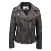 Women’s Vintage Black Nappa Leather Biker Jacket – Cross Zip Moto Jacket image 0