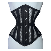 Handmade Black Mesh Underbust Corset Double Steel Boned Waist Trainer image 0