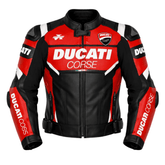 Ducati Corse-Style Black Red Leather Motorcycle Jacket – CE Armor image 0