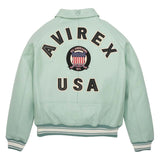 Avirex Iconic Light Green Leather Bomber Jacket image 1