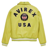 Avirex Iconic Lime Green Leather Flight Bomber Jacket image 1