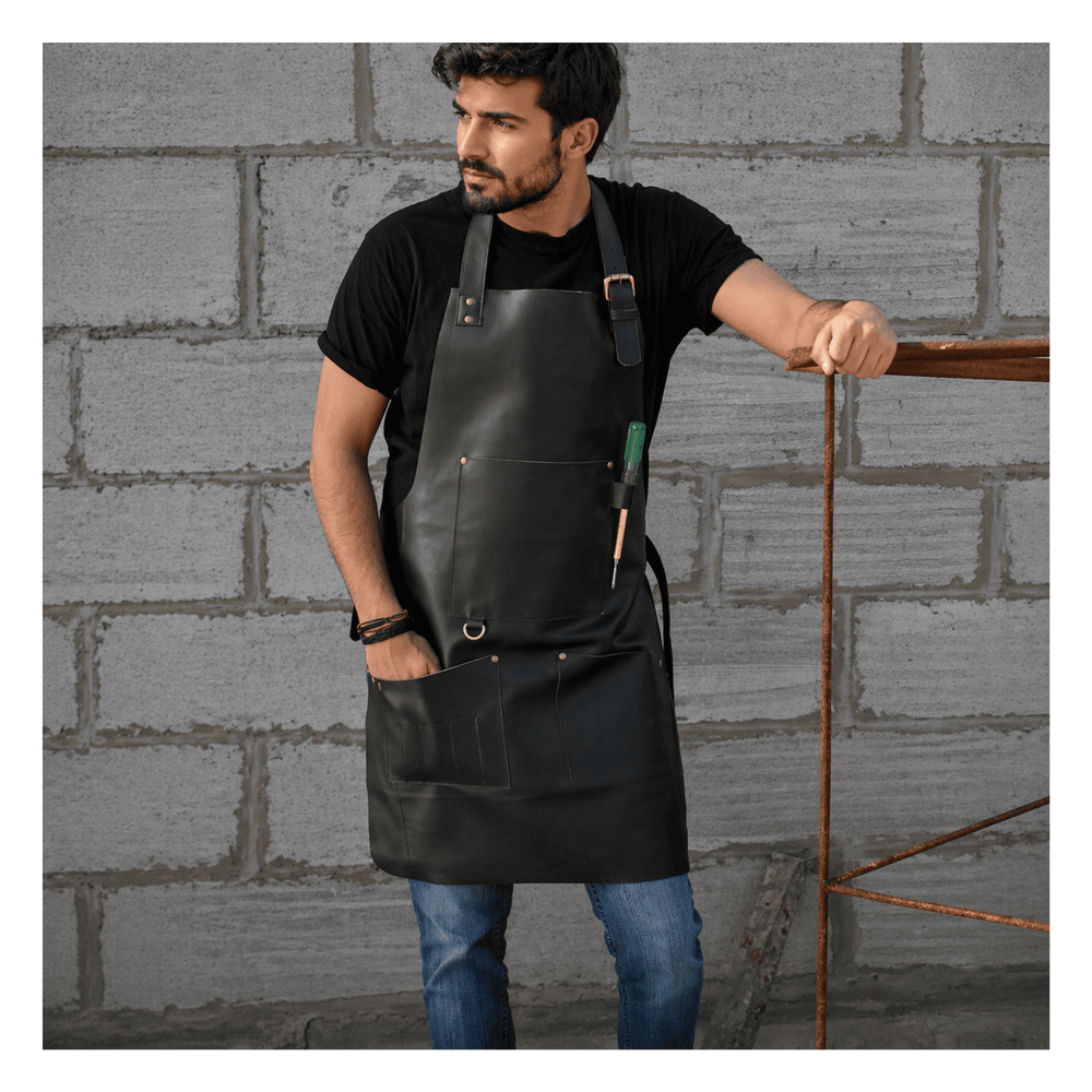 Personalized Men's Full-Grain Leather Apron for BBQ, Welding & Work image 0