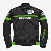 Kawasaki Black Mesh Motorcycle Jacket – Breathable Windproof Design image 0
