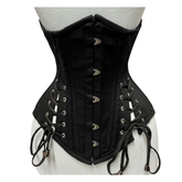 Handmade Black Underbust Steel Boned Corset with Hip Ties Waist Training Shapewear image 0