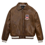Avirex Iconic Brown Leather Bomber Jacket image 0