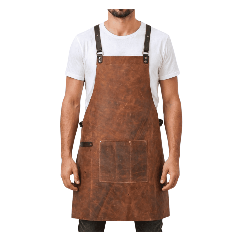 Handmade Vegetable-Tanned Leather Crossback Apron for Chef &amp; BBQ image 3