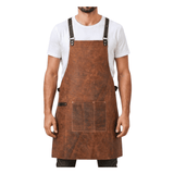Handmade Vegetable-Tanned Leather Crossback Apron for Chef &amp; BBQ image 3