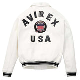 Avirex Iconic White Leather Bomber Jacket image 1