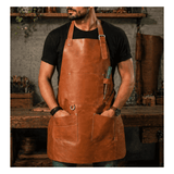Personalized Men's Full-Grain Leather Apron for BBQ, Welding &amp; Work image 2