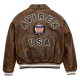 Avirex Iconic Brown Leather Bomber Jacket image 1
