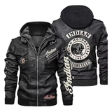 Indian Motorcycle Black Hooded Leather Biker Jacket image 0