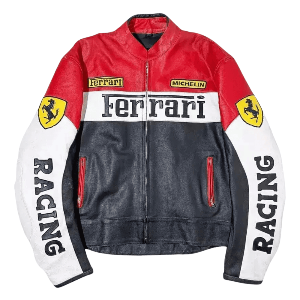 Ferrari F1 Men’s Red Leather Motorcycle Racing Jacket image 0