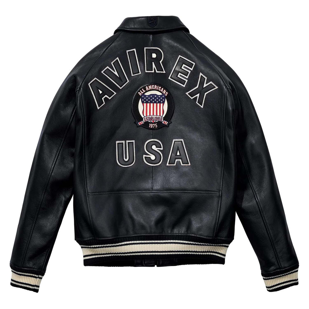 Avirex Iconic Black Leather Bomber Jacket image 1