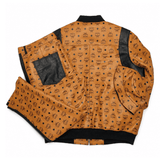 MCM-Inspired Black Cognac Leather Tracksuit with Hat image 1