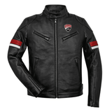 Ducati Urban Stripes Black Leather Motorcycle Jacket image 0