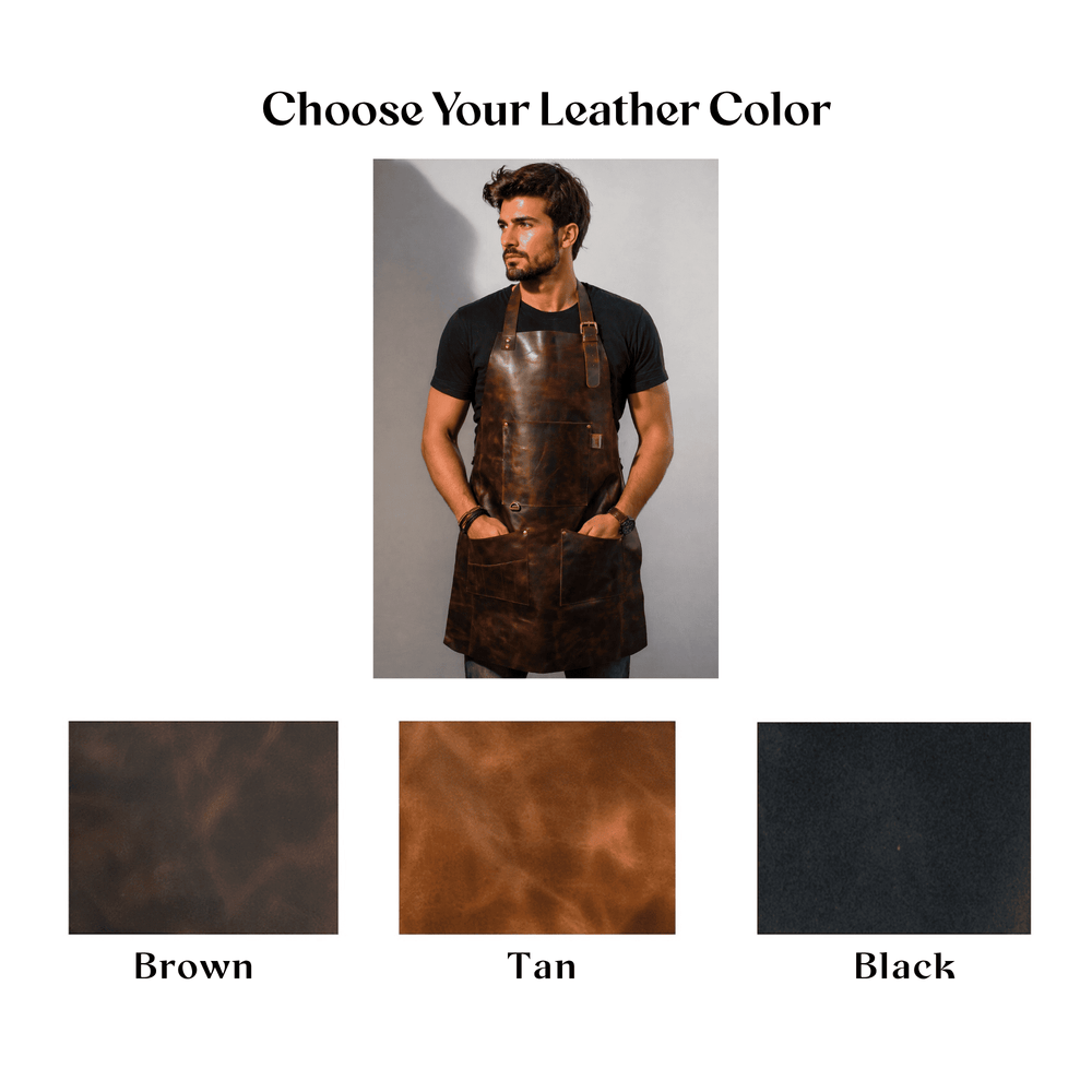 Personalized Men's Full-Grain Leather Apron for BBQ, Welding &amp; Work image 9