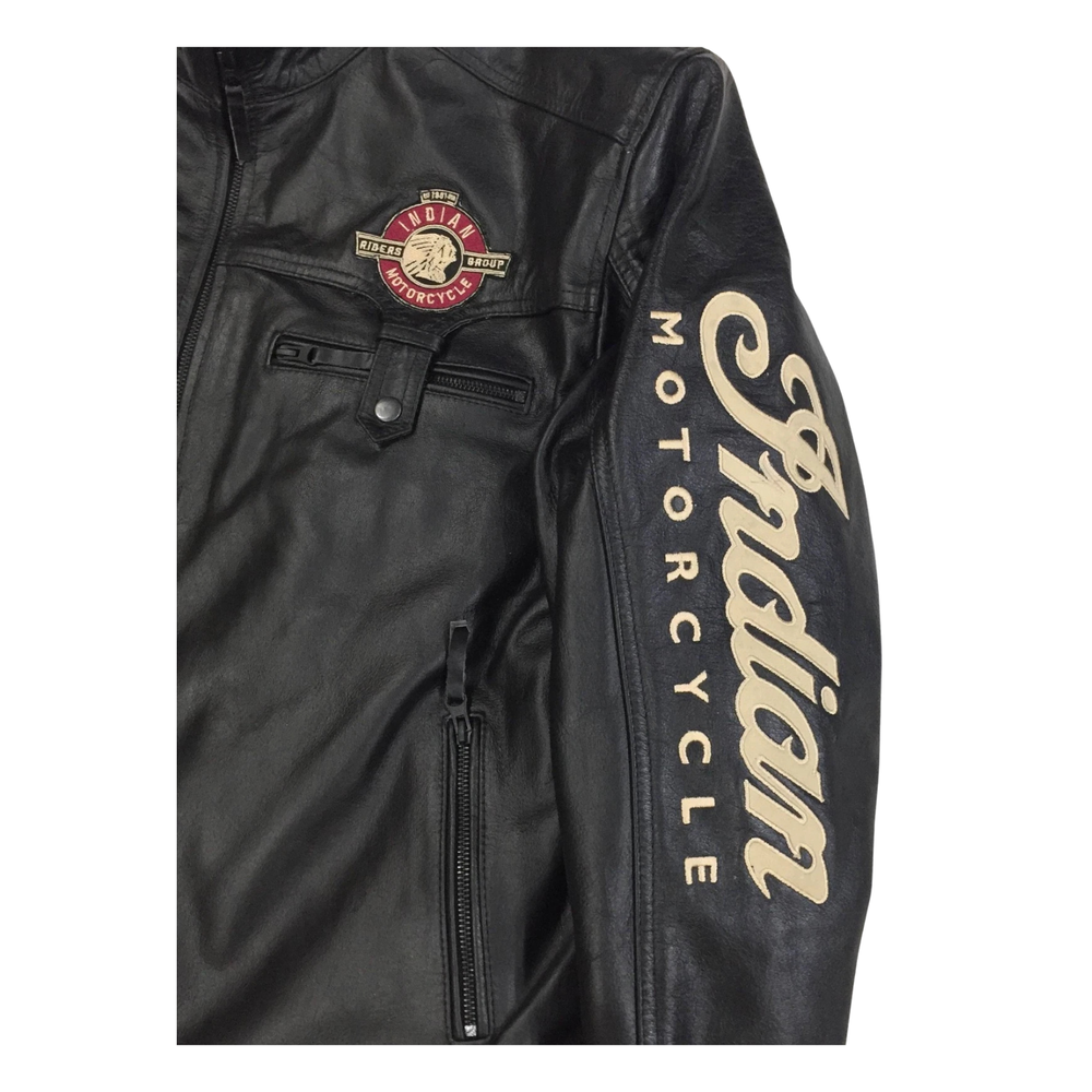 Indian Motorcycle Men’s Black 1901 V2 Leather Biker Jacket image 2