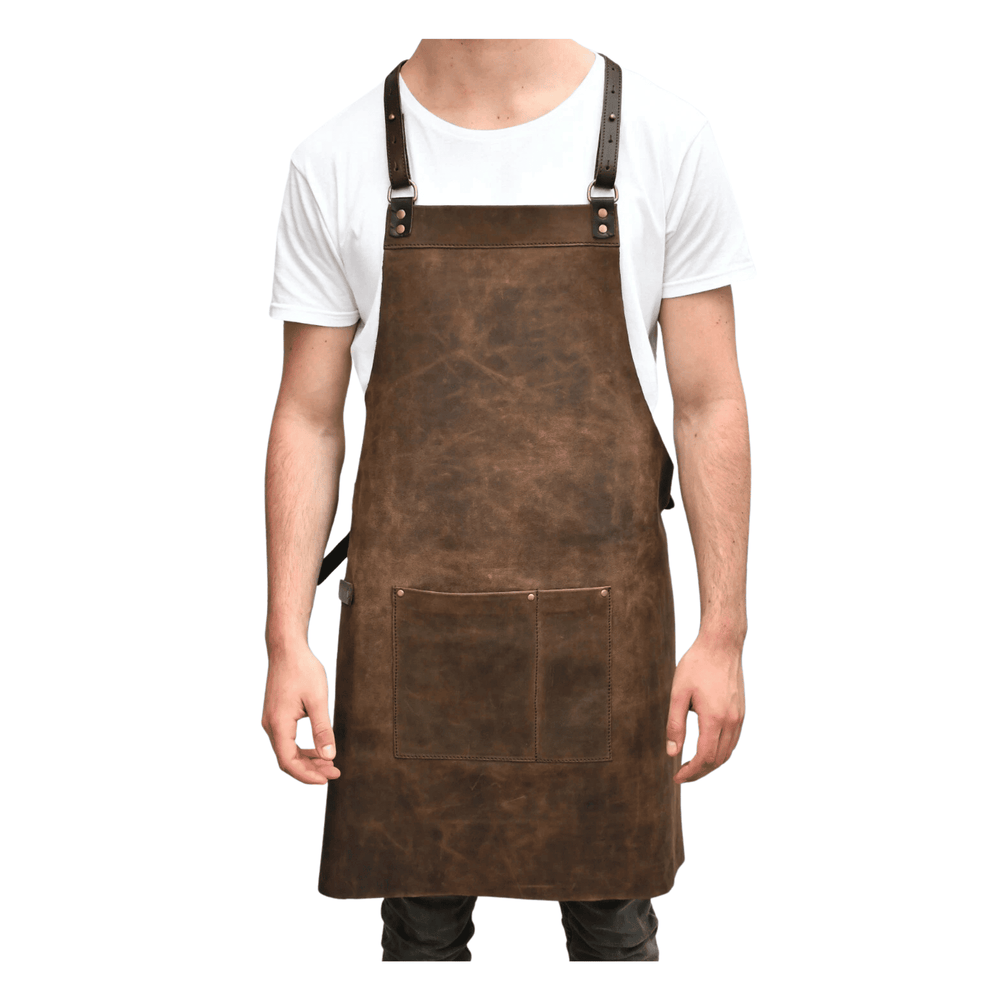 Handmade Vegetable-Tanned Leather Crossback Apron for Chef &amp; BBQ image 0