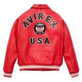 Avirex Iconic Red Leather Bomber Jacket image 1