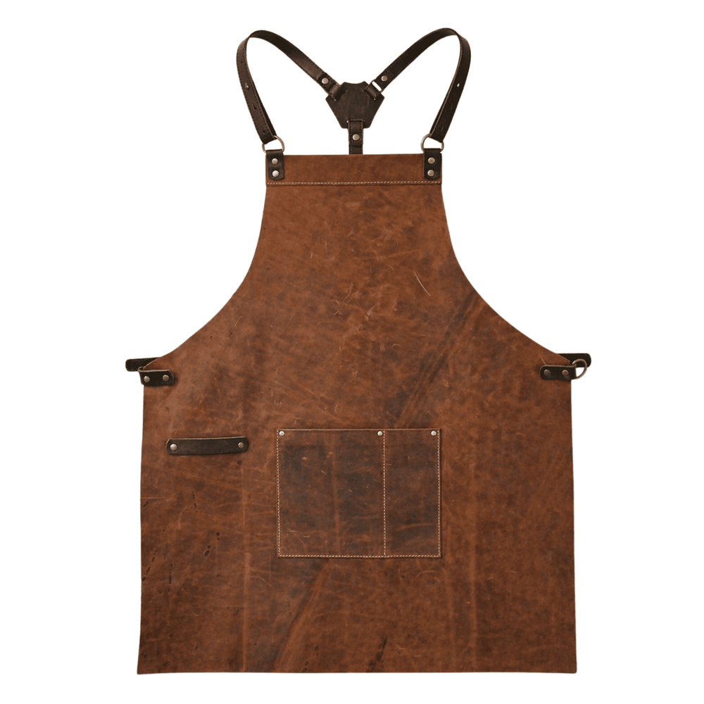 Handmade Vegetable-Tanned Leather Crossback Apron for Chef &amp; BBQ image 9