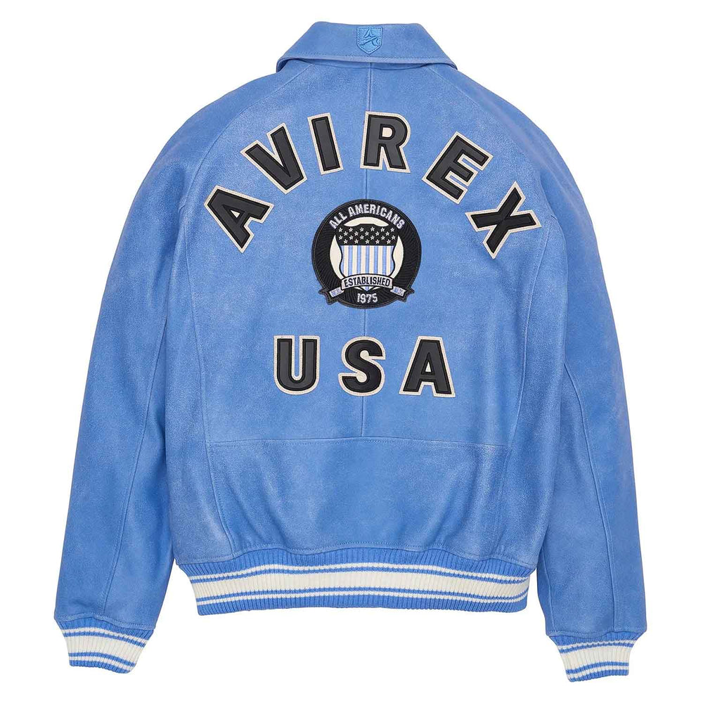 Avirex Iconic Denim Blue Leather Bomber Jacket image 1