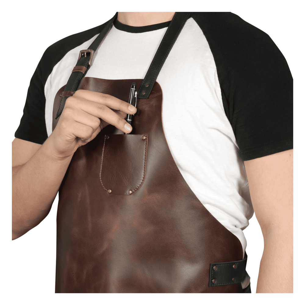 Handmade Top-Grain Leather Workshop Apron for BBQ &amp; Woodworking image 4