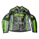 Kawasaki Men’s Black Leather Motorcycle Jacket – CE Armor image 2
