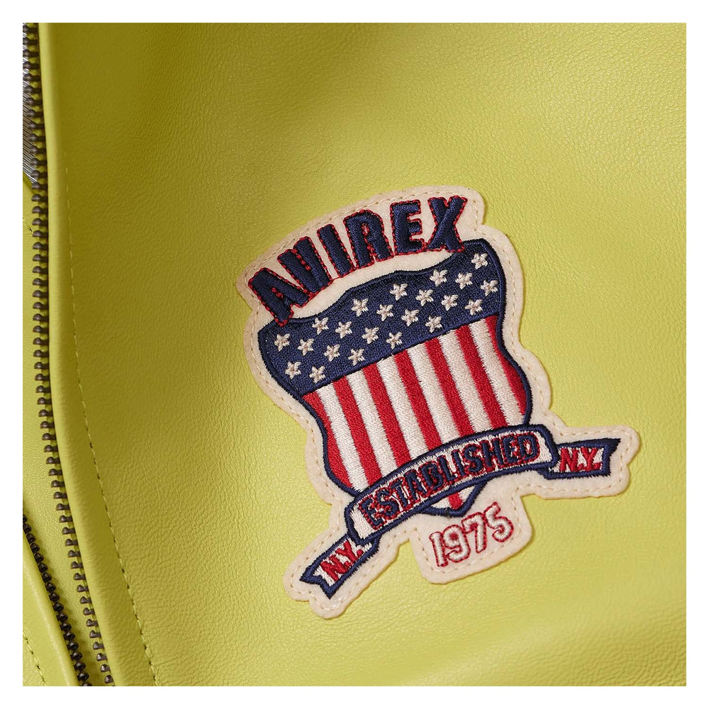 Avirex Iconic Lime Green Leather Flight Bomber Jacket image 2