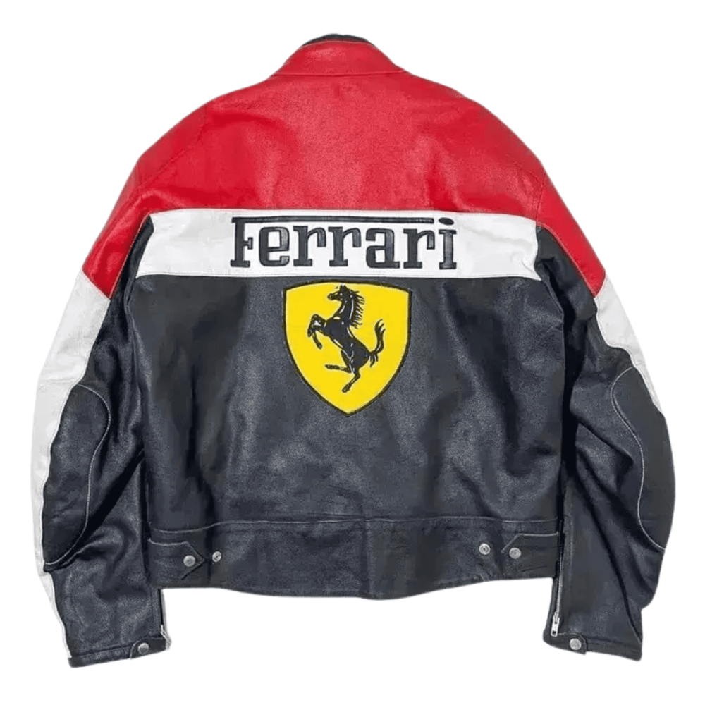 Ferrari F1 Men’s Red Leather Motorcycle Racing Jacket image 1