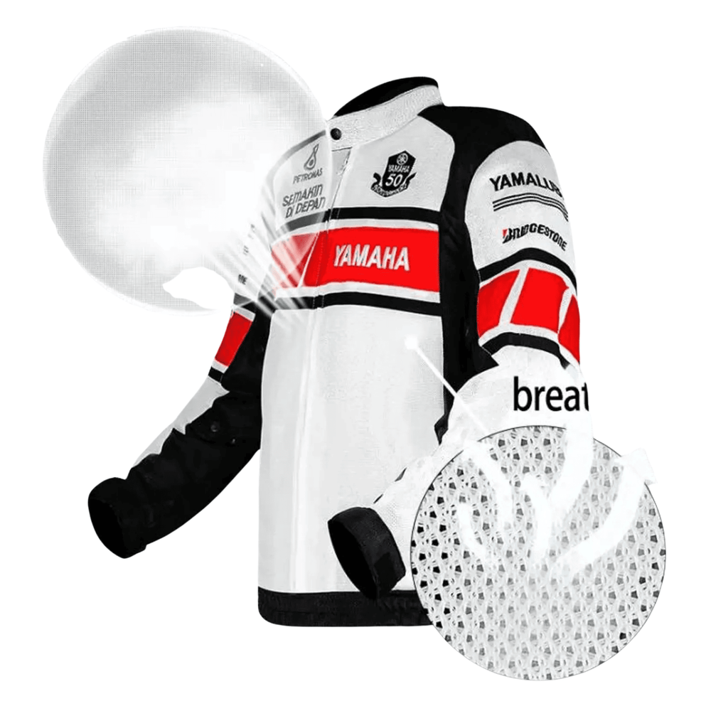 Yamaha Men’s White CE-Certified Mesh Motorcycle Jacket image 2