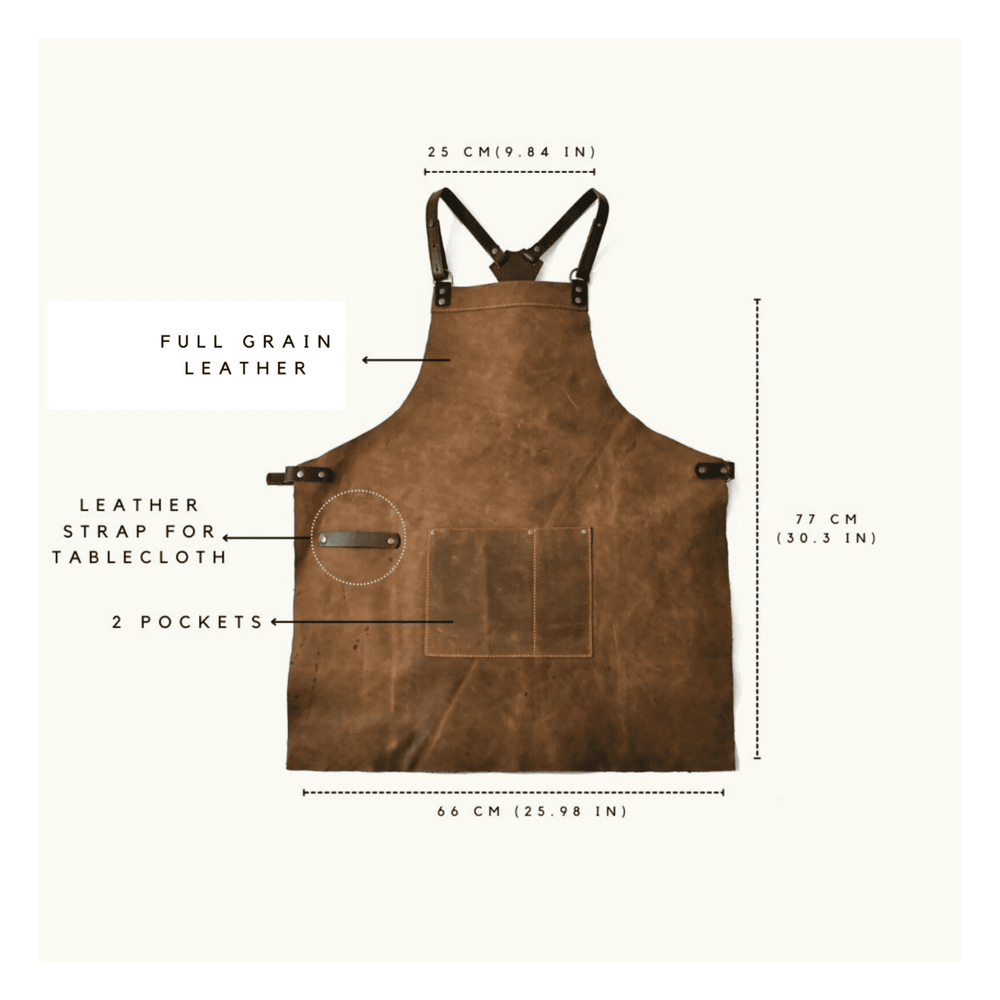 Handmade Vegetable-Tanned Leather Crossback Apron for Chef &amp; BBQ image 6