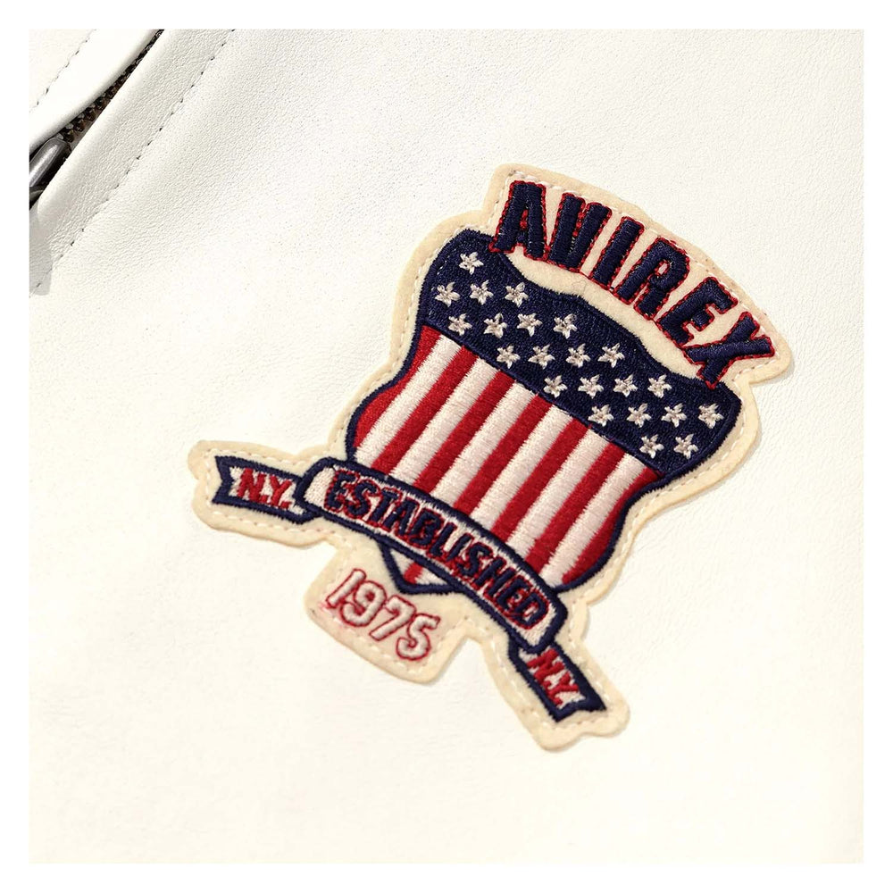 Avirex Iconic White Leather Bomber Jacket image 3