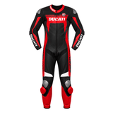 Ducati Corse-Style Black Red Leather Motorcycle Racing Suit – CE Armor image 0