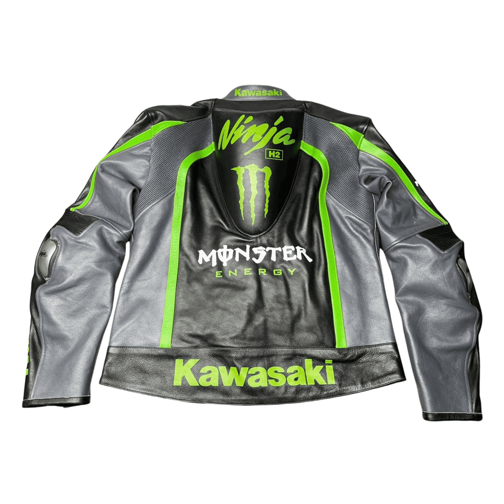 Kawasaki Men’s Black Leather Motorcycle Jacket – CE Armor image 3