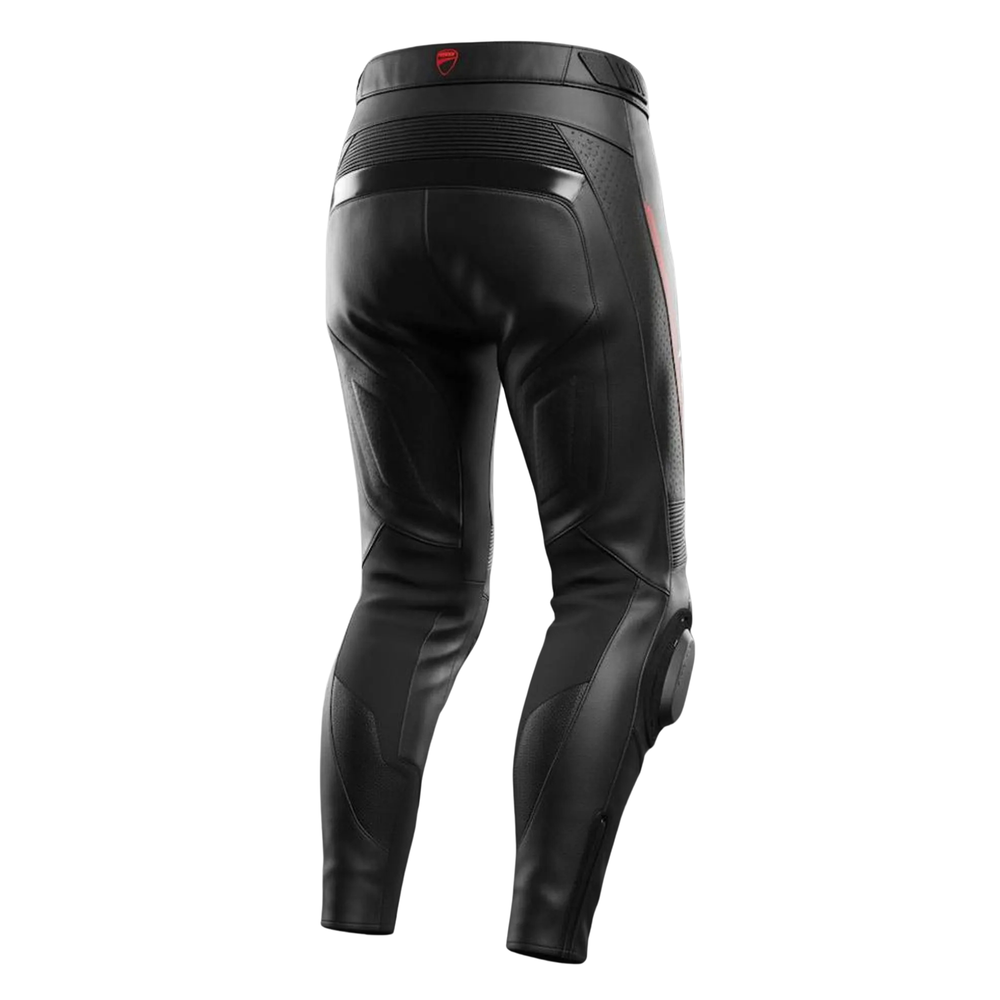 Ducati-Style Black Leather Motorcycle Racing Pants image 1