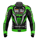 Kawasaki Ninja Monster Green Leather Motorcycle Jacket – CE Armor image 0