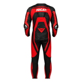 Ducati Corse-Style Black Red Leather Motorcycle Racing Suit – CE Armor image 1