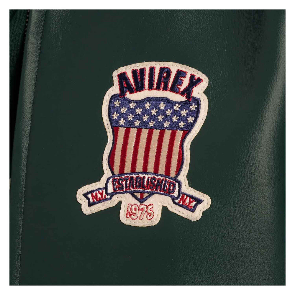 Avirex Iconic Dark Green Leather Bomber Jacket image 2