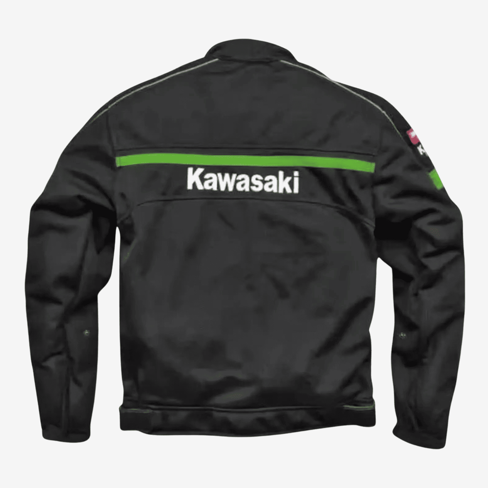 Kawasaki Black Mesh Motorcycle Jacket – Breathable Windproof Design image 1