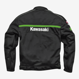 Kawasaki Black Mesh Motorcycle Jacket – Breathable Windproof Design image 1