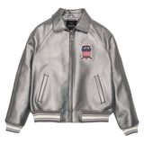 Avirex Iconic Silver Leather Bomber Jacket image 0