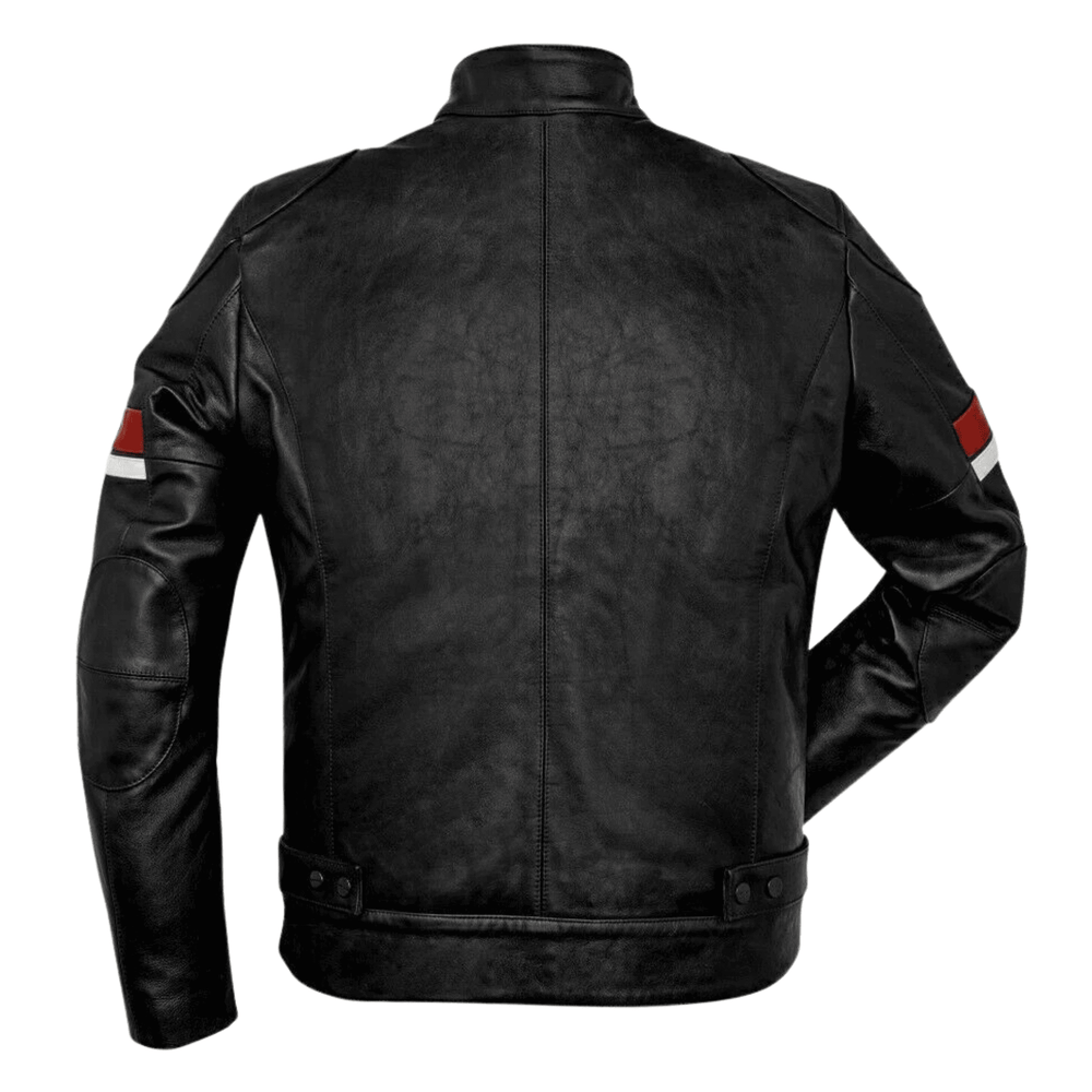Ducati Urban Stripes Black Leather Motorcycle Jacket image 1