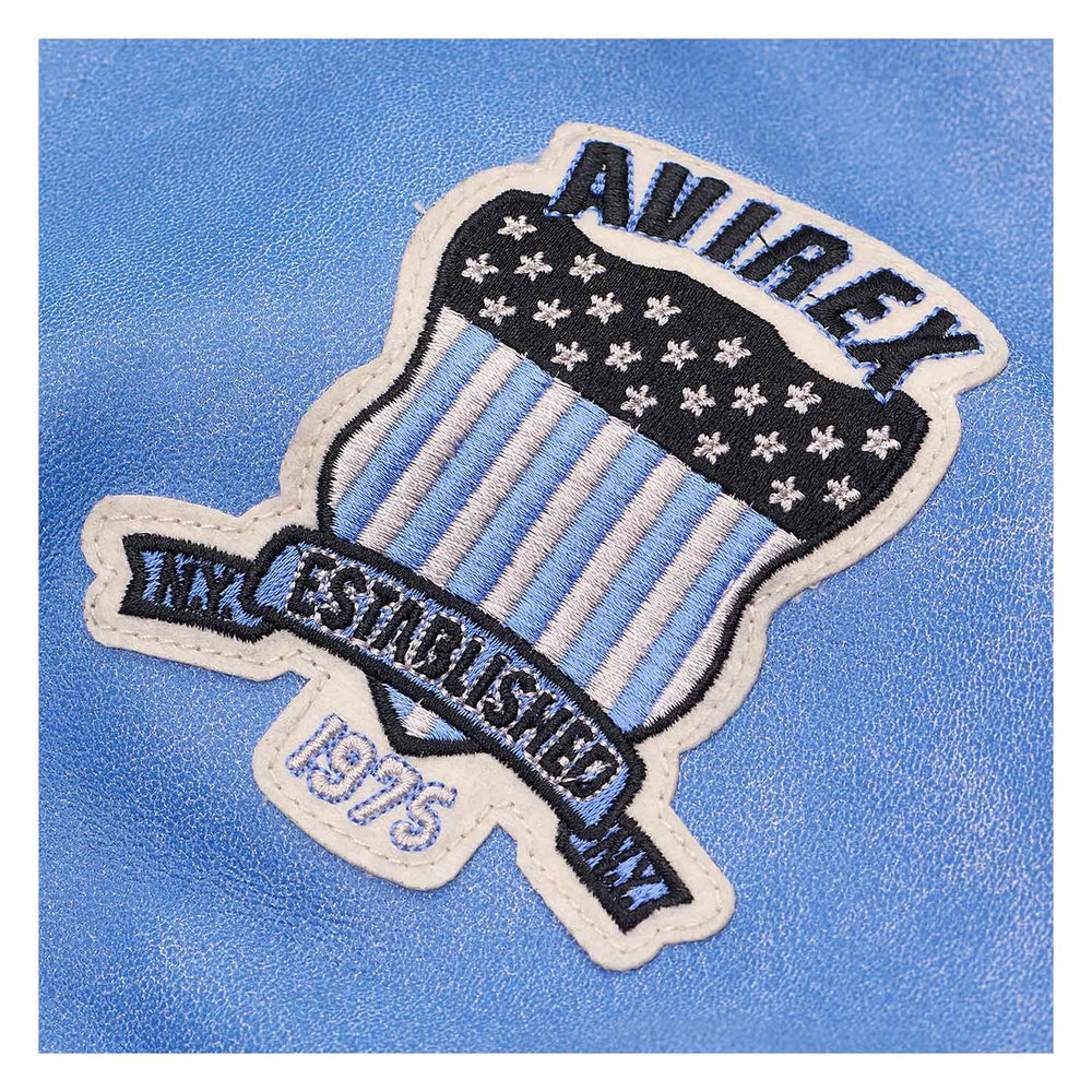 Avirex Iconic Denim Blue Leather Bomber Jacket image 3
