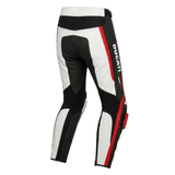 Ducati-Style White Red Leather Motorcycle Pants – CE Armor image 1