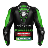 Kawasaki Ninja Monster Green Leather Motorcycle Jacket – CE Armor image 1