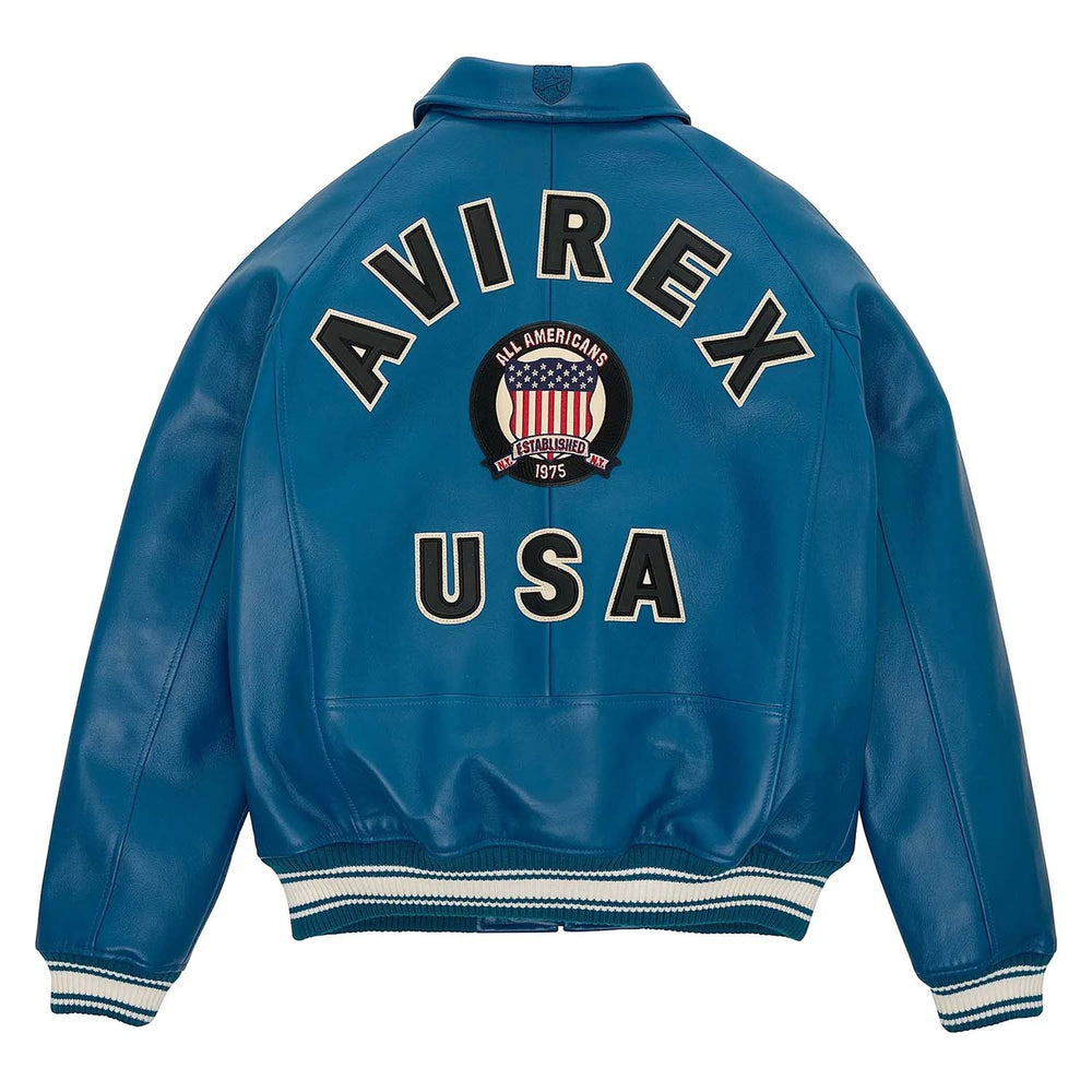 Avirex Dark Blue Leather Bomber Pilot Jacket image 1