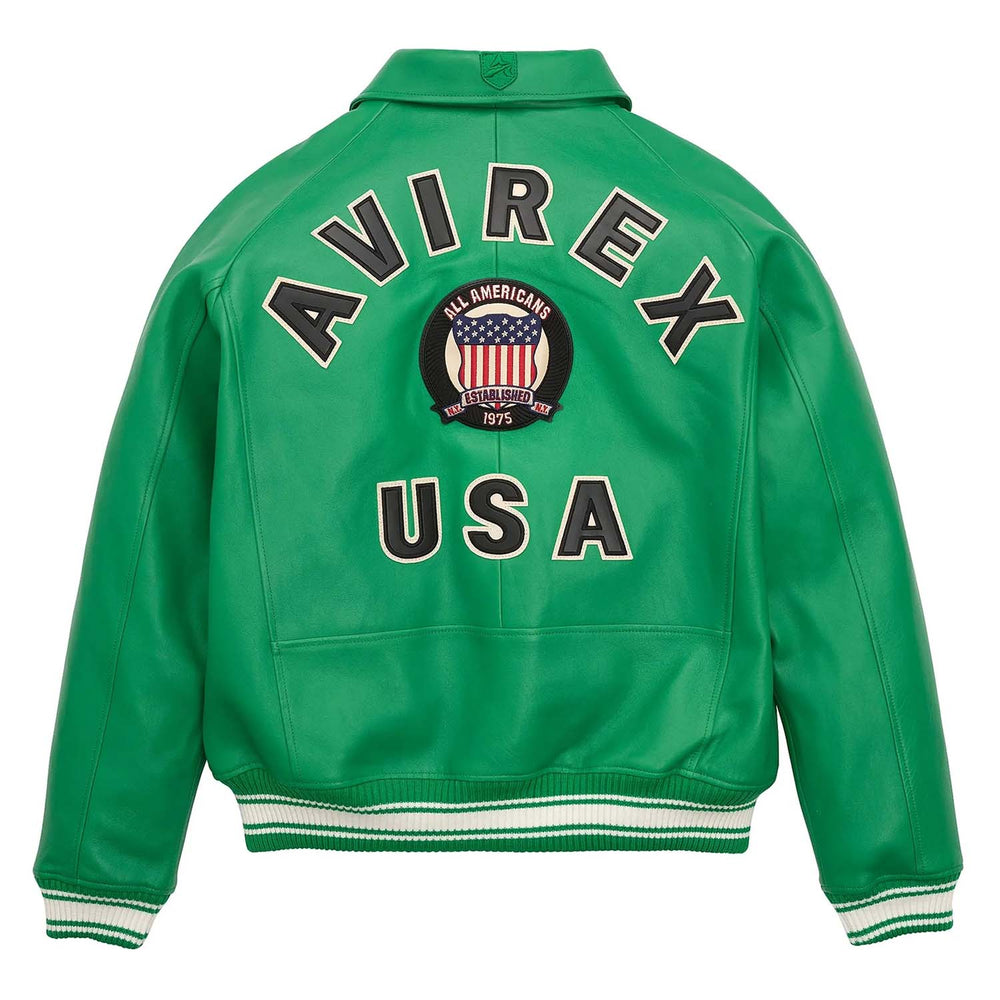 Avirex Classic Green Leather Bomber Jacket image 1
