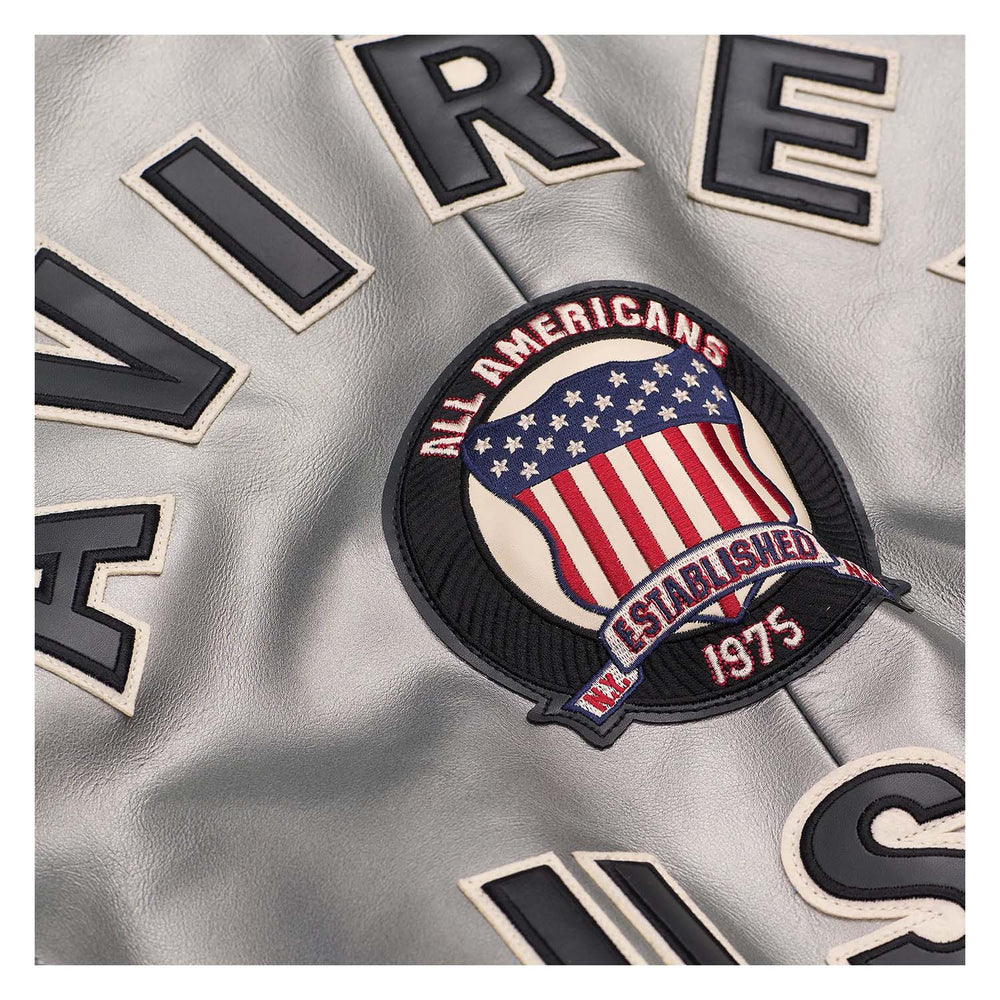 Avirex Iconic Silver Leather Bomber Jacket image 3