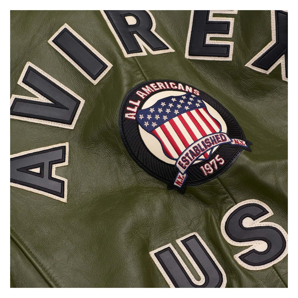 Avirex Iconic Olive Green Leather Bomber Jacket image 2