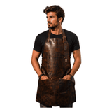 Personalized Men's Full-Grain Leather Apron for BBQ, Welding &amp; Work image 1